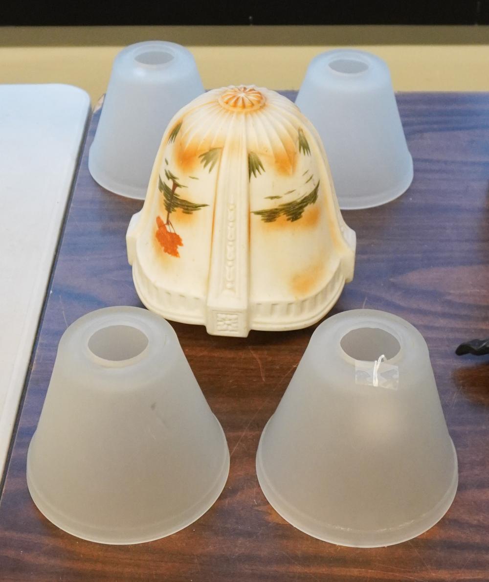 GROUP OF MILK GLASS HANGING SHADE