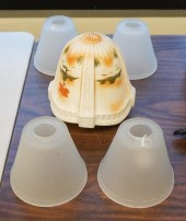 GROUP OF MILK GLASS HANGING SH