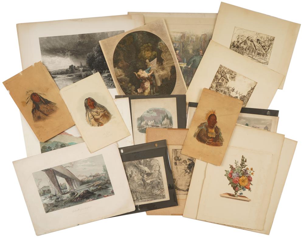 GROUP OF MISC. ANTIQUE ETCHINGS AND