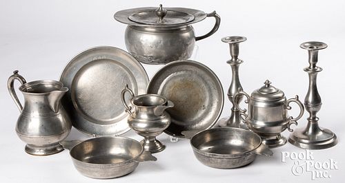 GROUP OF MISCELLANEOUS PEWTER, 19TH