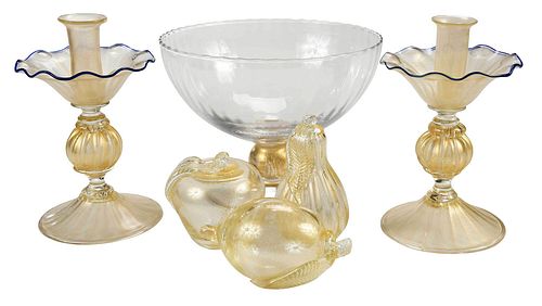 GROUP OF MURANO GLASS TABLE