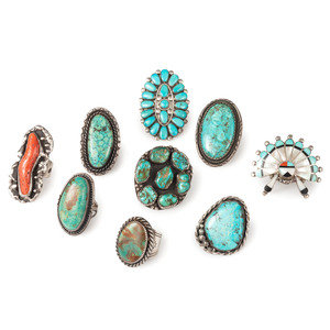 Group of Navajo and Zuni Silver