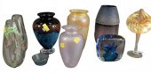 GROUP OF NINE ART GLASS PIECES