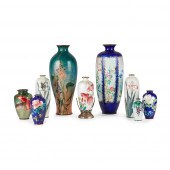 GROUP OF NINE CLOISONNÉ ENAMEL