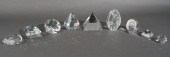 GROUP OF NINE CRYSTAL PAPERWEI