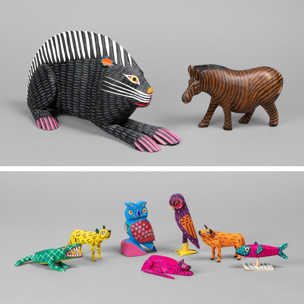 GROUP OF NINE FOLK ART ANIMALSGroup