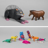 GROUP OF NINE FOLK ART ANIMALS