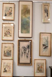 GROUP OF NINE FRAMED ASIAN PIE
