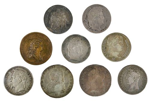 GROUP OF NINE FRENCH COINS1744