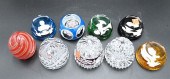 GROUP OF NINE GLASS PAPERWEIGH