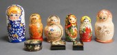 GROUP OF NINE PAINTED AND LACQ