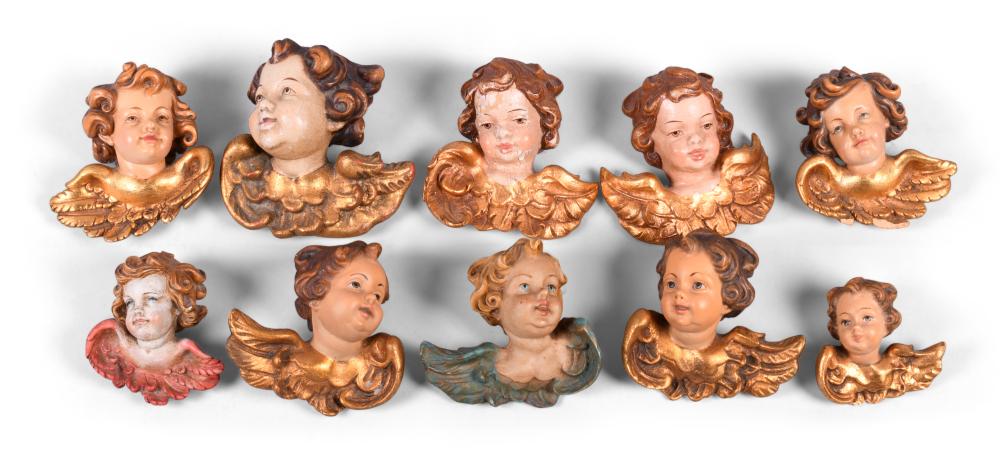 GROUP OF NINE PAINTED RESIN