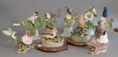 GROUP OF NINE PORCELAIN BIRDS,