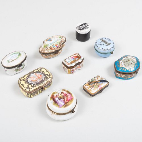 GROUP OF NINE PORCELAIN SNUFF
