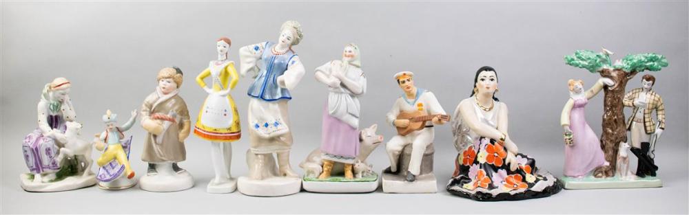 GROUP OF NINE RUSSIAN PORCELAIN