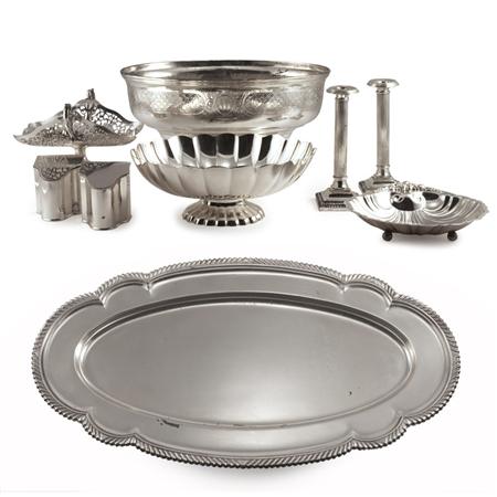 Group of Nine Silver Plated Table