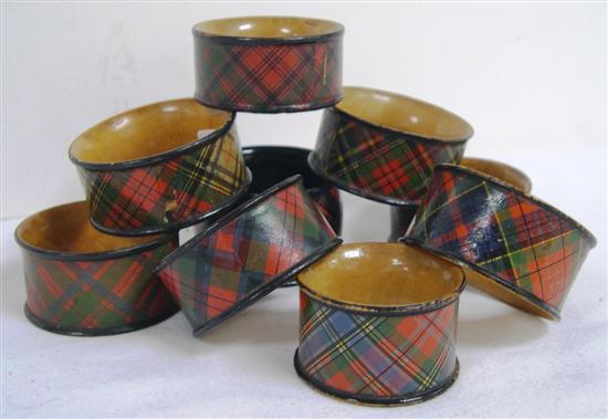Group of nine Tartanware napkin