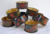 Group of nine Tartanware napki