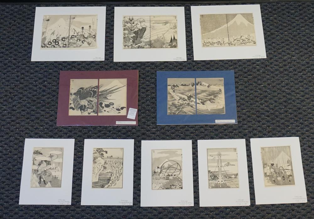 GROUP OF NINE UNFRAMED JAPANESE