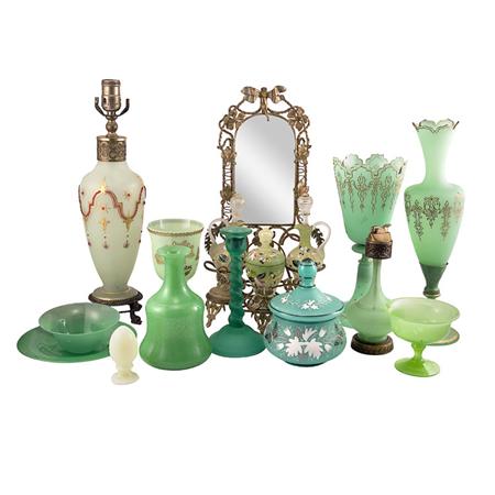 Group of Opaline Glass Articles