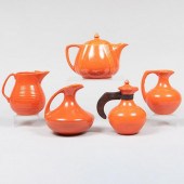 GROUP OF ORANGE GLAZED POTTERY