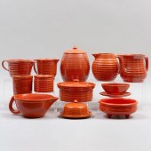 GROUP OF ORANGE GLAZED TABLE W