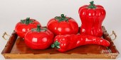 GROUP OF OVERSIZED POTTERY VEG