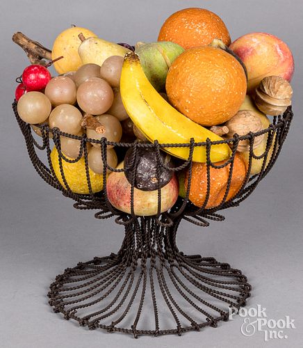 GROUP OF PAINTED STONE FRUIT,