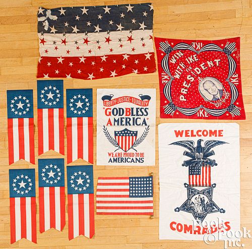 GROUP OF PATRIOTIC FLAGS AND