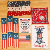 GROUP OF PATRIOTIC FLAGS AND B