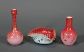 GROUP OF PEACH ART GLASS TABLE