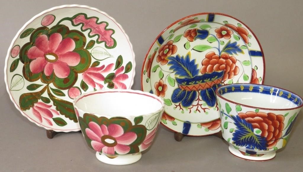 GROUP OF PEARLWARE CUPS AND