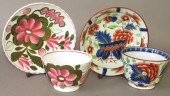 GROUP OF PEARLWARE CUPS AND SA