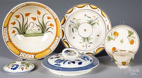 GROUP OF PEARLWARE PORCELAIN,