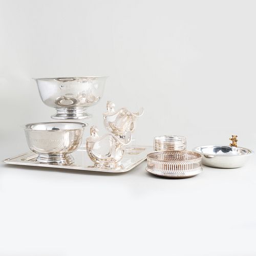 GROUP OF PEWTER AND SILVER PLATE