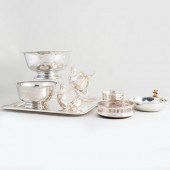 GROUP OF PEWTER AND SILVER PLA