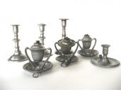 Group of pewter candlesticks a