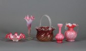 GROUP OF PINK ART GLASSGroup o