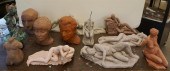 GROUP OF PLASTER BUSTS AND FIG