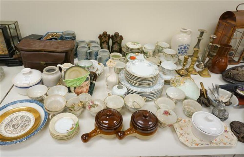 GROUP OF PORCELAIN, METAL FANS,