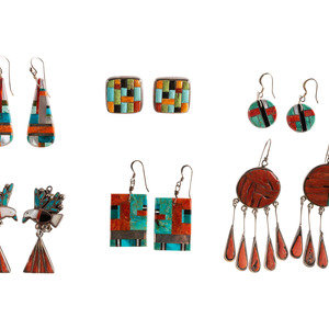 Group of Pueblo and Zuni Inlaid