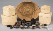 GROUP OF RAFFIA AND HORSEHAIR