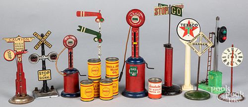 GROUP OF RAILROAD SIGNS AND GAS