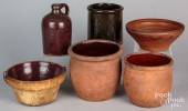 GROUP OF REDWARE AND STONEWARE