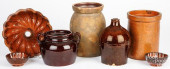 GROUP OF REDWARE AND STONEWARE
