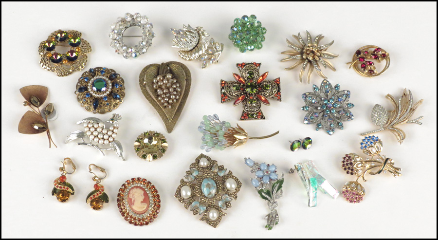 GROUP OF RHINESTONE AND FAUX