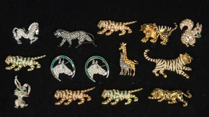 Group of rhinestone brooches   