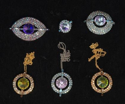 Group of rhinestone "eye" jewelry