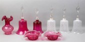 GROUP OF ROSE AND WHITE GLASS