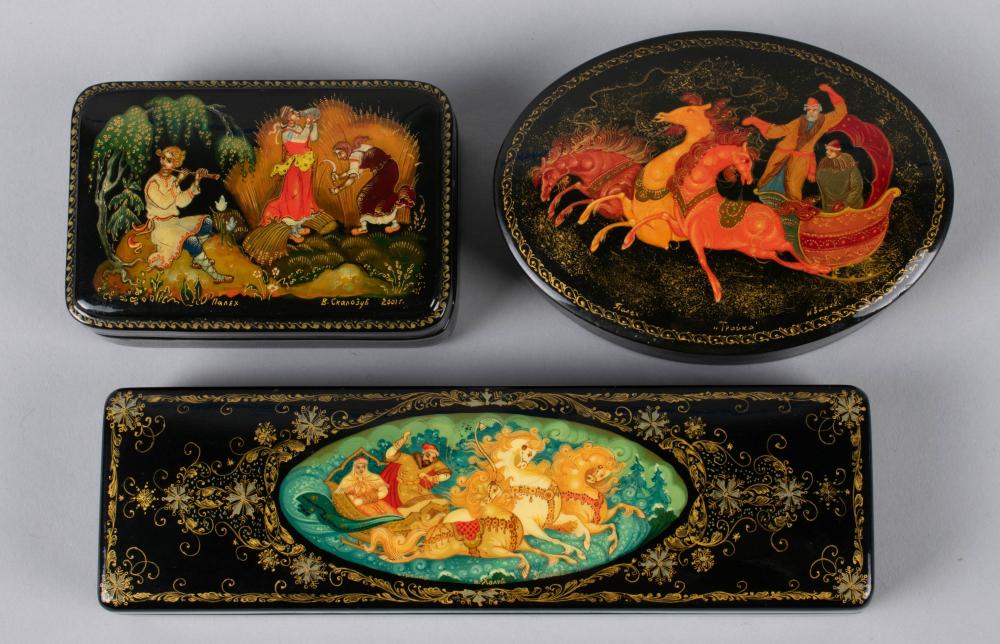 GROUP OF RUSSIAN LACQUER BOXES FROM